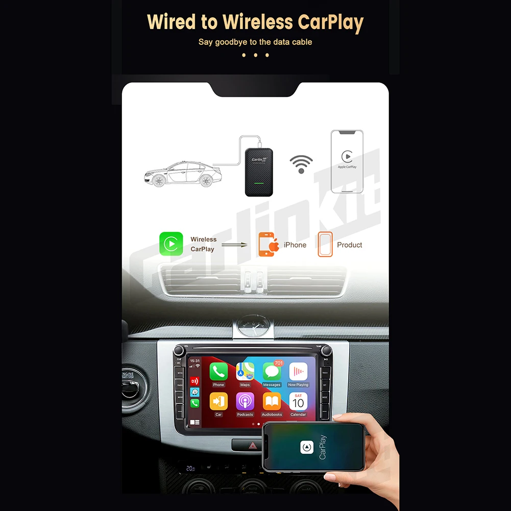 Оригинальный автомобильный беспроводной адаптер Plug And Play Carplay Box обновление Oline применимо к автомобильной навигации
Оригинальный автомобильный беспроводной адаптер Plug And Play Carplay Box обновление Oline применимо к автомобильной навигации