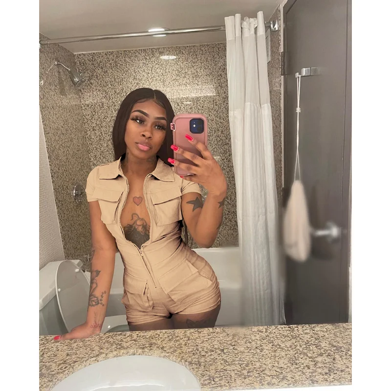 Summer new product zipper pocket solid color overalls jumpsuit women one piece outfit women macacão feminino
Summer new product zipper pocket solid color overalls jumpsuit women one piece outfit women macacão feminino