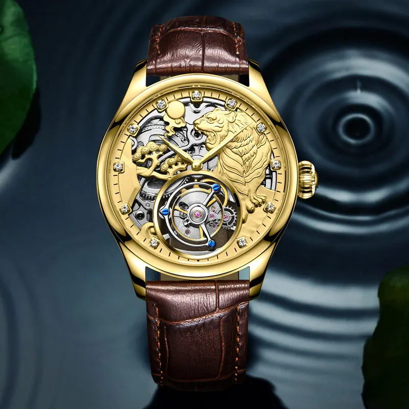 Super Skeleton Real Tourbillon Watches Zodiac Tiger Men Luxury Sapphire Glass Men's Hand Wind Mechanical Watches Leather Clock
Super Skeleton Real Tourbillon Watches Zodiac Tiger Men Luxury Sapphire Glass Men's Hand Wind Mechanical Watches Leather Clock