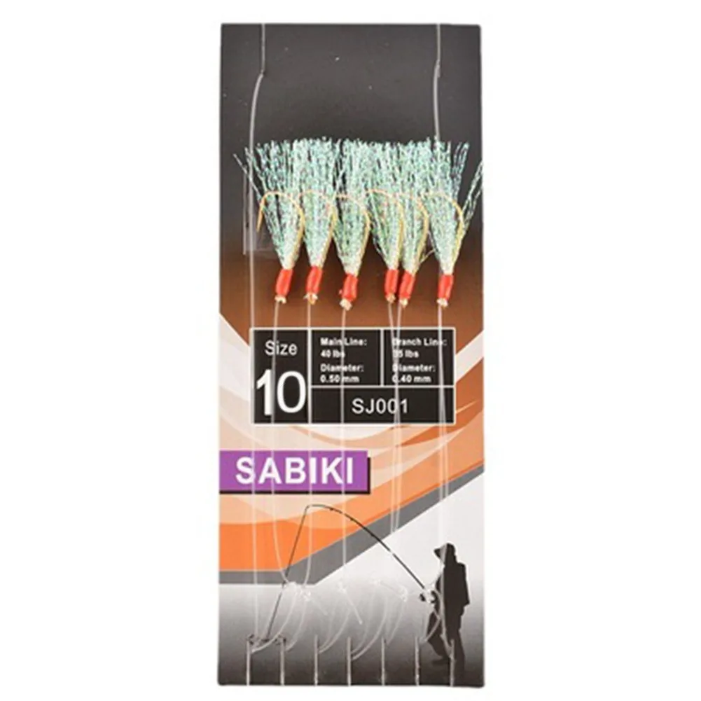 6pcs Sabikis Soft Fishing Lure Rig Bait Jig Lure Feather Lure Herring Bait 10/12/14/16# Rainbow Silk Gold Hook Binding Hooks
6pcs Sabikis Soft Fishing Lure Rig Bait Jig Lure Feather Lure Herring Bait 10/12/14/16# Rainbow Silk Gold Hook Binding Hooks