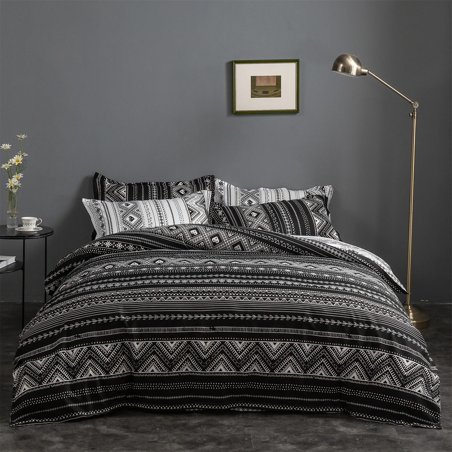 White Stripe Boho Duvet Cover Ultra Soft Aztec Cotton Comforter Cover with Zipper Ties Bohemian Dark Bedding Set And Pillowcase
White Stripe Boho Duvet Cover Ultra Soft Aztec Cotton Comforter Cover with Zipper Ties Bohemian Dark Bedding Set And Pillowcase
