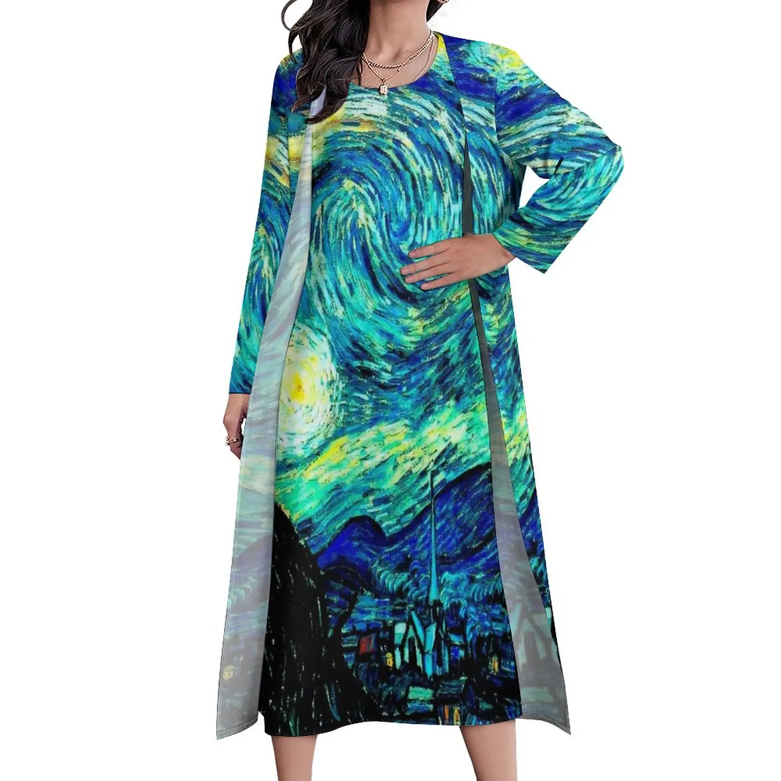 Mountains Famous Painting Dress Summer Starry Night Vincent Van Gogh Streetwear Casual Long Dresses Custom Night Club Maxi Dress
Mountains Famous Painting Dress Summer Starry Night Vincent Van Gogh Streetwear Casual Long Dresses Custom Night Club Maxi Dress
