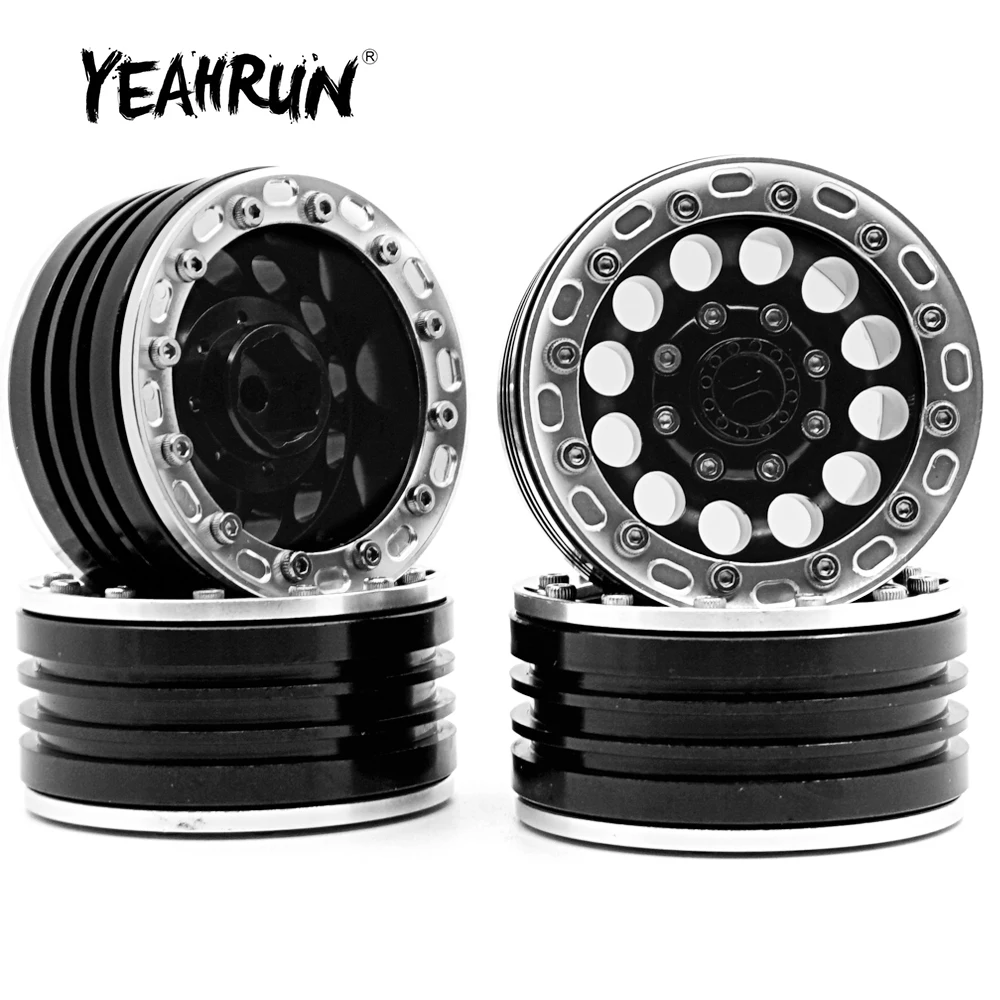 

YEAHRUN Black Metal Alloy 1.9 inch Beadlock Wheel Rims Hubs for Axial SCX10 TAMIYA CC01 D90 D110 1/10 RC Crawler Car Model Parts
