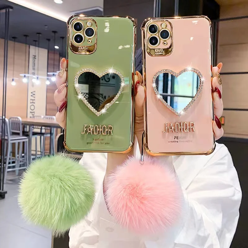 Luxury Plating Love Heart Mirror Hairball Phone Case For Iphone 13 12 11 Pro Max 7 Plus X XR Fashion Glitter Soft Silicone Cover
Luxury Plating Love Heart Mirror Hairball Phone Case For Iphone 13 12 11 Pro Max 7 Plus X XR Fashion Glitter Soft Silicone Cover