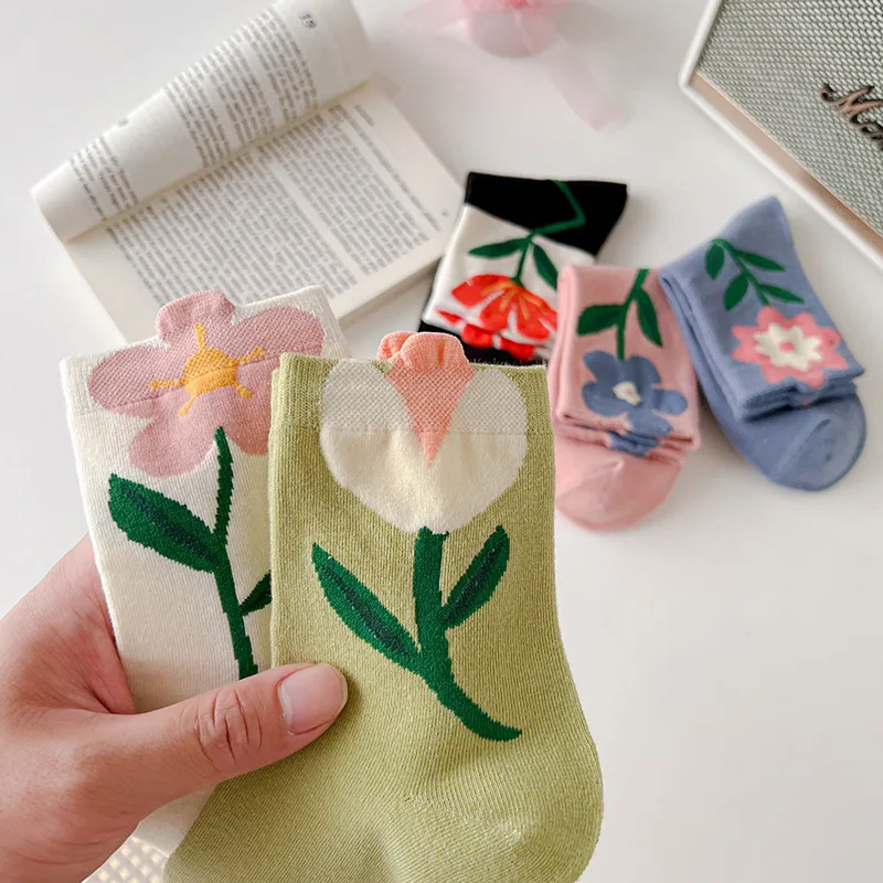 Sweet 3D Flower Tulip Pattern Spring Summer Socks Funny Creative Kawaii Cotton Women Socks Happy Cute Socks Casual Lady Female
Sweet 3D Flower Tulip Pattern Spring Summer Socks Funny Creative Kawaii Cotton Women Socks Happy Cute Socks Casual Lady Female
