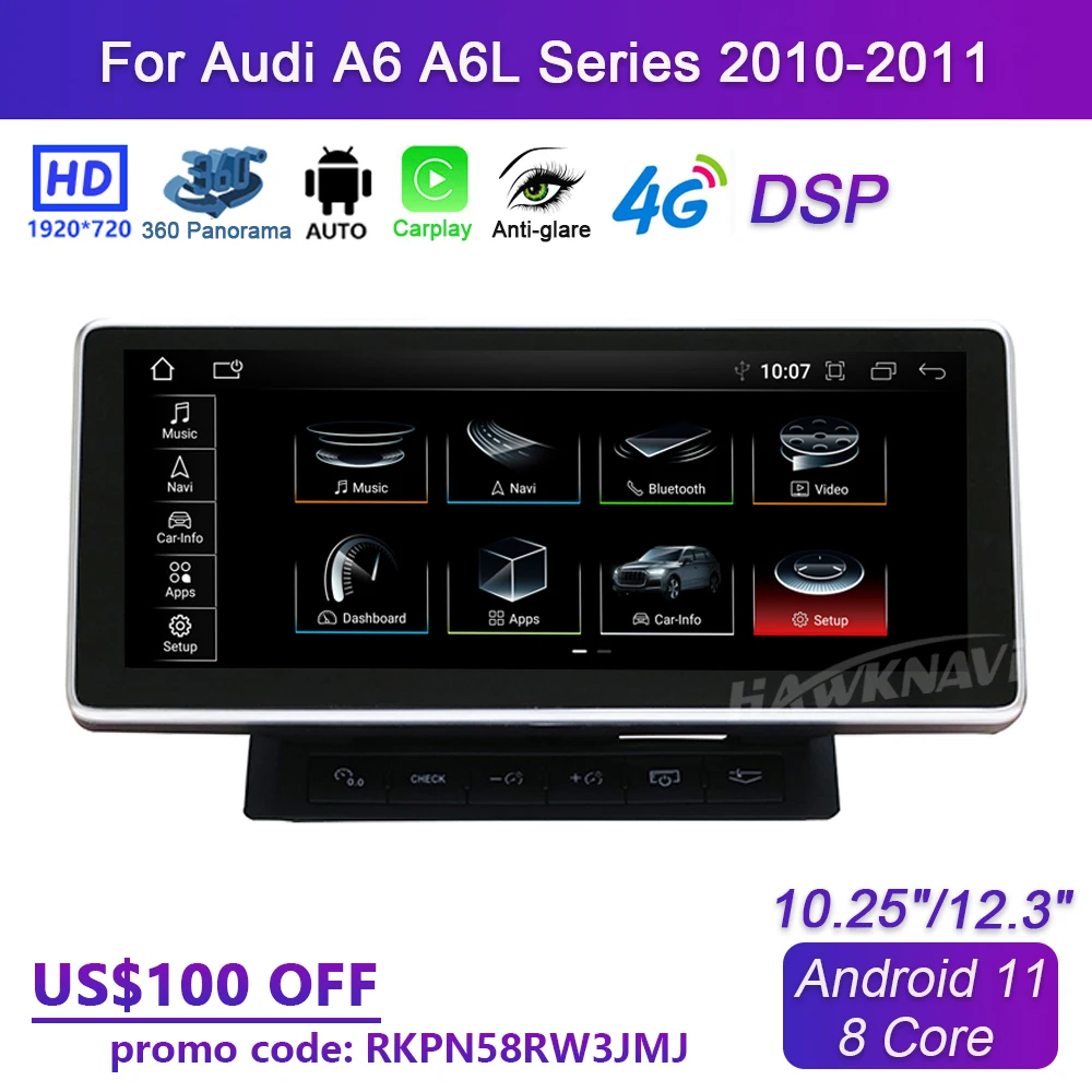 Автомагнитола для Audi A6 A6L, 10,25 дюйма, Android 11, сенсорный экран 12,3 дюйма, GPS
Автомагнитола для Audi A6 A6L, 10,25 дюйма, Android 11, сенсорный экран 12,3 дюйма, GPS