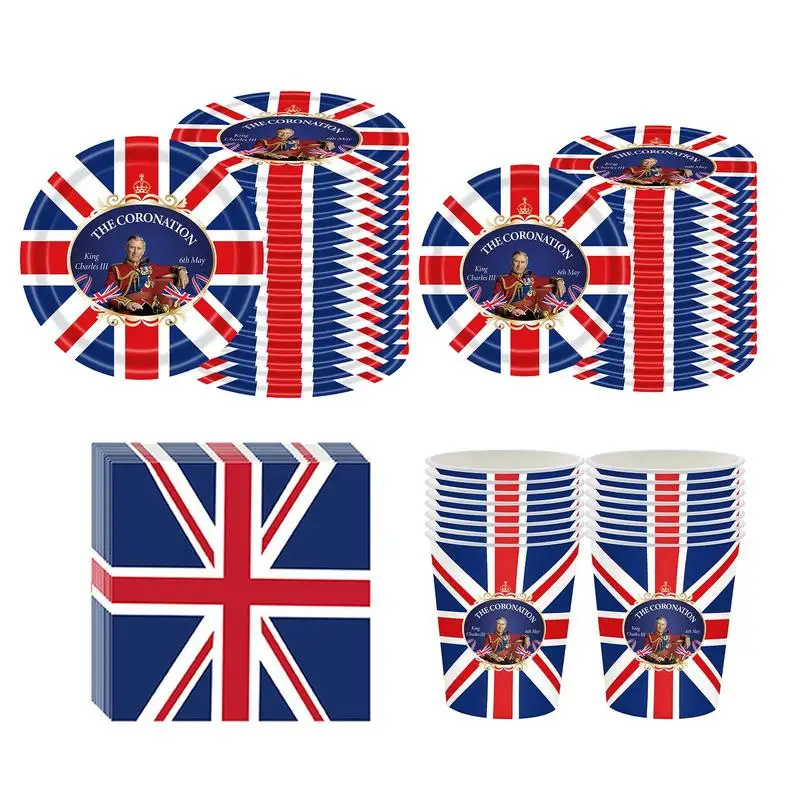 16pcs Union Jack Tableware Set British Flag Party Supplies For UK Themed King Charles III Coronation Party Decoration 
16pcs Union Jack Tableware Set British Flag Party Supplies For UK Themed King Charles III Coronation Party Decoration