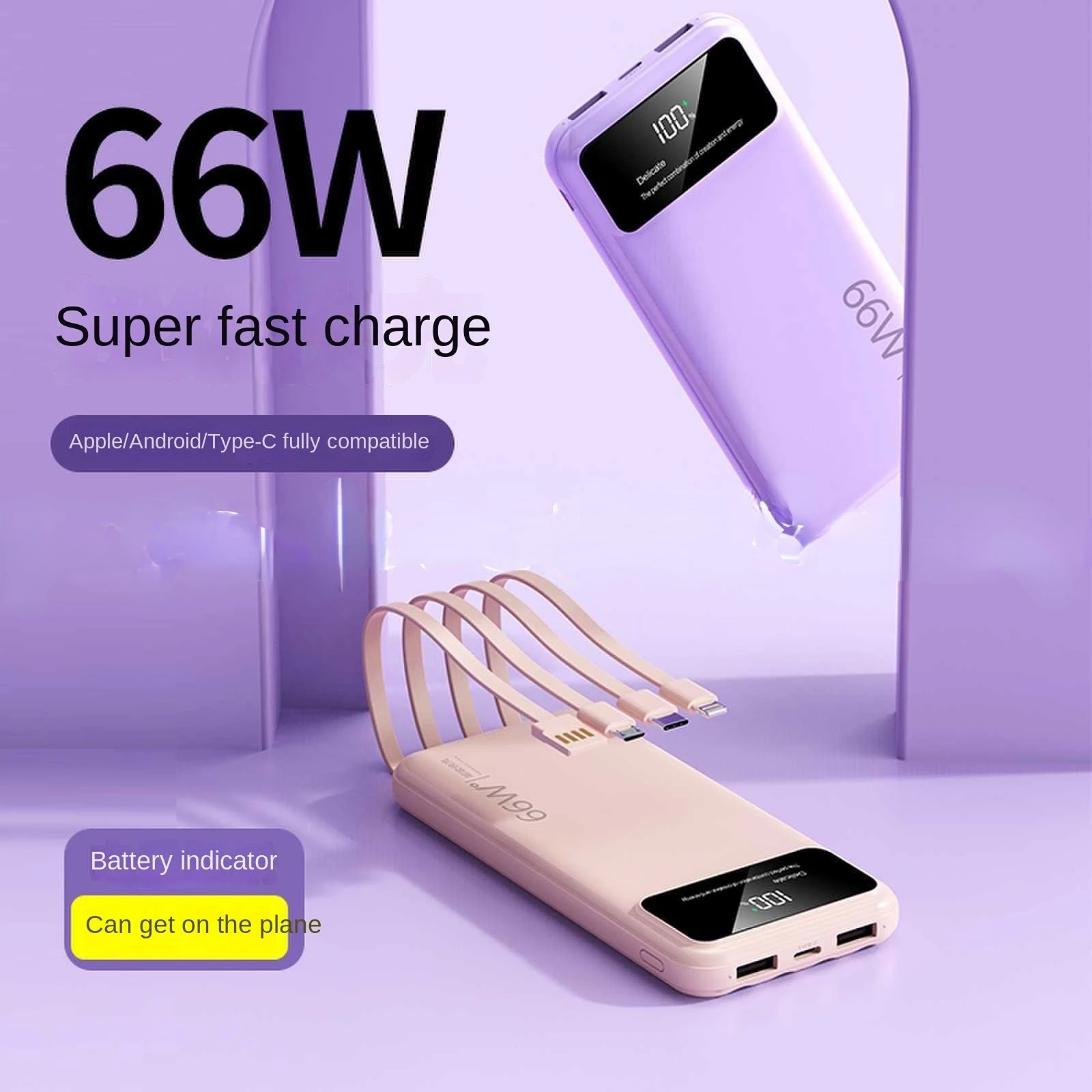 30000mAh Power Bank Portable External Battery Charger 66W Powerbank for Smartphone Led Built In 4 Cable Emergency Powerbank
30000mAh Power Bank Portable External Battery Charger 66W Powerbank for Smartphone Led Built In 4 Cable Emergency Powerbank