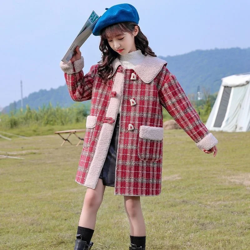 Girls Woolen Coat Jacket Outwear 2022 Sweet Warm Plus Thicken Spring Autumn Cotton Overcoat High Quality Tops Children's Clothes
Girls Woolen Coat Jacket Outwear 2022 Sweet Warm Plus Thicken Spring Autumn Cotton Overcoat High Quality Tops Children's Clothes