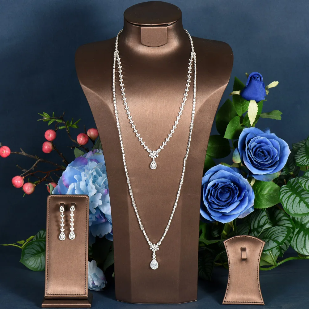 HIBRIDE New Trendy Sweater Long Necklace And Earring Jewelry Sets For Women Wedding Party CZ African Dubai Bridal Jewelry N-644
HIBRIDE New Trendy Sweater Long Necklace And Earring Jewelry Sets For Women Wedding Party CZ African Dubai Bridal Jewelry N-644