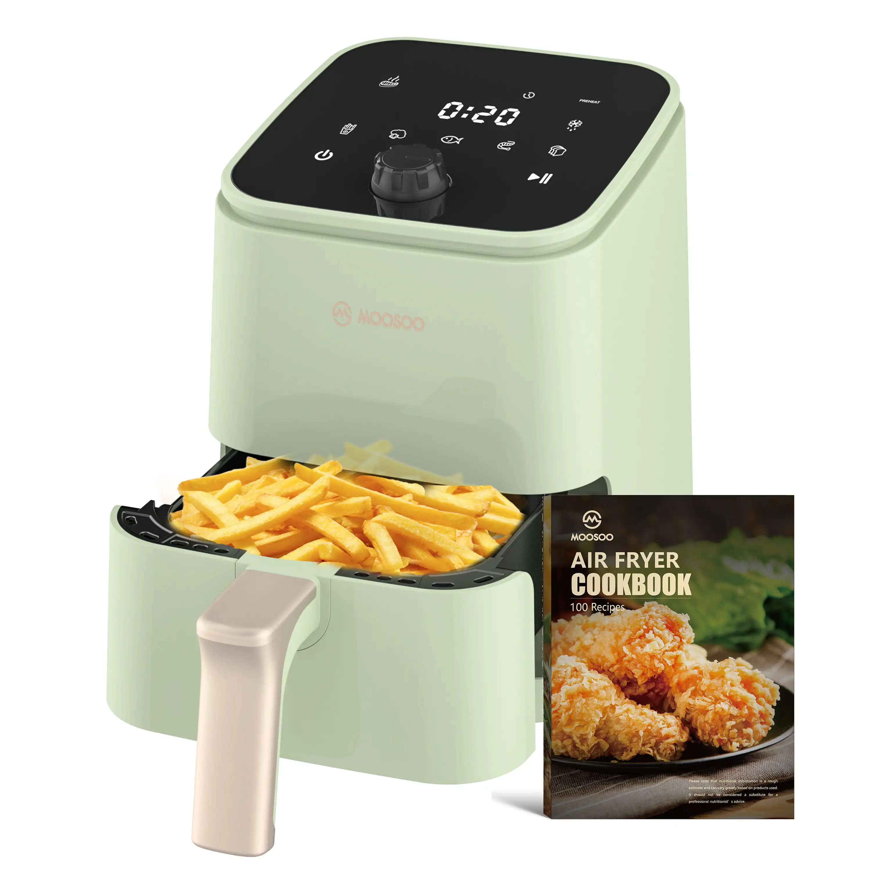 Air Fryer 2 Quart, 8-in-1 Electric Hot Air Fryer Cooker Oil-less with Digital Touchscreen, Central Control Dial
Air Fryer 2 Quart, 8-in-1 Electric Hot Air Fryer Cooker Oil-less with Digital Touchscreen, Central Control Dial