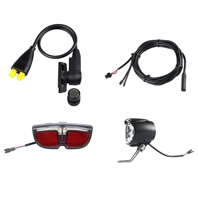 

E-Bike Speed Sensor with Headlight Taillight and 1T2 Cable Kit for Tongsheng TSDZ2 Motor Electric Bicycle Accessories