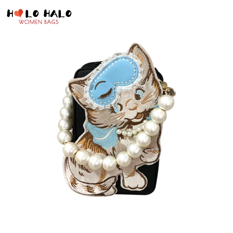 Cute Embroidered Cats Purses and Handbags for Women Big Pearl Chain Shoulder Bag Ladies Small Crossbody Bag Cute Cluth Bag New
Cute Embroidered Cats Purses and Handbags for Women Big Pearl Chain Shoulder Bag Ladies Small Crossbody Bag Cute Cluth Bag New