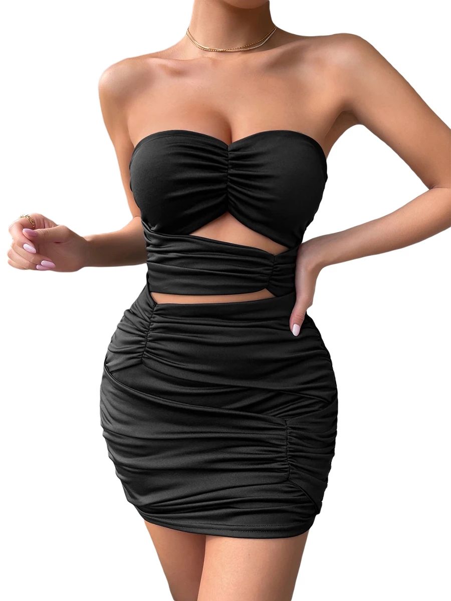 Women s Low Cut Strapless Dress Tube Dress Solid Color Off Shoulder Ruched Hollow Out Mini Bodycon Dress Club Party Wear
Women s Low Cut Strapless Dress Tube Dress Solid Color Off Shoulder Ruched Hollow Out Mini Bodycon Dress Club Party Wear