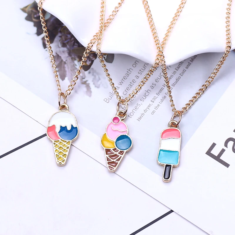 Cute Food Miniature Ice Cream Pendant Necklaces Enamel Metal Best Friends Forever Bff Creative Children's Jewelry
Cute Food Miniature Ice Cream Pendant Necklaces Enamel Metal Best Friends Forever Bff Creative Children's Jewelry