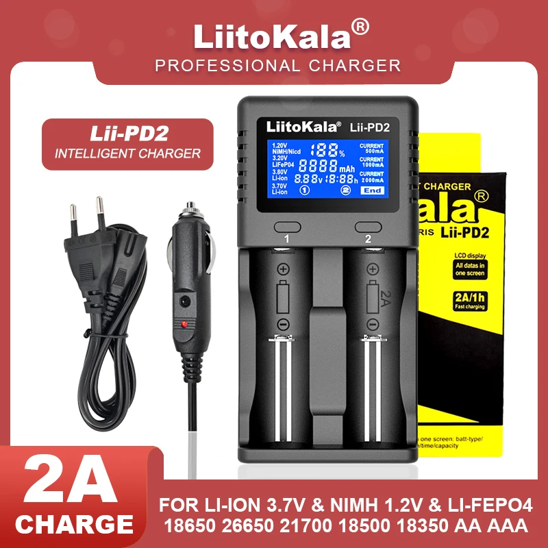 Зарядное устройство Liitokala для литий-железо-фосфатных аккумуляторов 3,2 в 3,7 в 3,8 в 1,2 в 25500 18650 18350 26650 20700 21700 NiMH, 1-5 шт.
Зарядное устройство Liitokala для литий-железо-фосфатных аккумуляторов 3,2 в 3,7 в 3,8 в 1,2 в 25500 18650 18350 26650 20700 21700 NiMH, 1-5 шт.