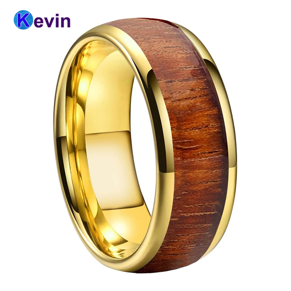 6MM 8MM Tungsten Koa Wood Inlay Ring Men Women Gold Wedding Band Trendy Jewelry Domed Polished Comfort Fit
6MM 8MM Tungsten Koa Wood Inlay Ring Men Women Gold Wedding Band Trendy Jewelry Domed Polished Comfort Fit