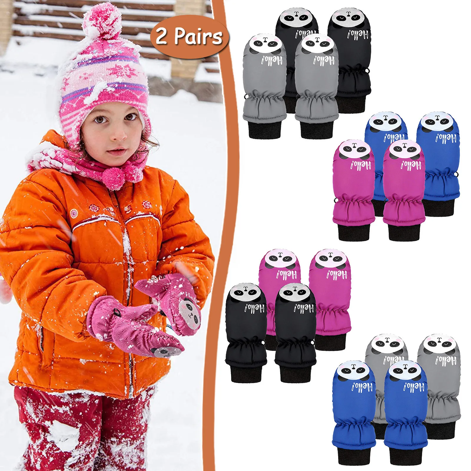 2Pairs Children Baby Boys Girls Cartoon Winter Warm Water-proof Outdoors Skiing Gloves Kids Full Finger Mittens Gloves
2Pairs Children Baby Boys Girls Cartoon Winter Warm Water-proof Outdoors Skiing Gloves Kids Full Finger Mittens Gloves
