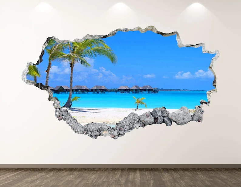 Beach Wall Decal - Summer Palms 3D Smashed Wall Art Sticker Kids Room Decor Vinyl Home Poster Custom Gift KD152
Beach Wall Decal - Summer Palms 3D Smashed Wall Art Sticker Kids Room Decor Vinyl Home Poster Custom Gift KD152
