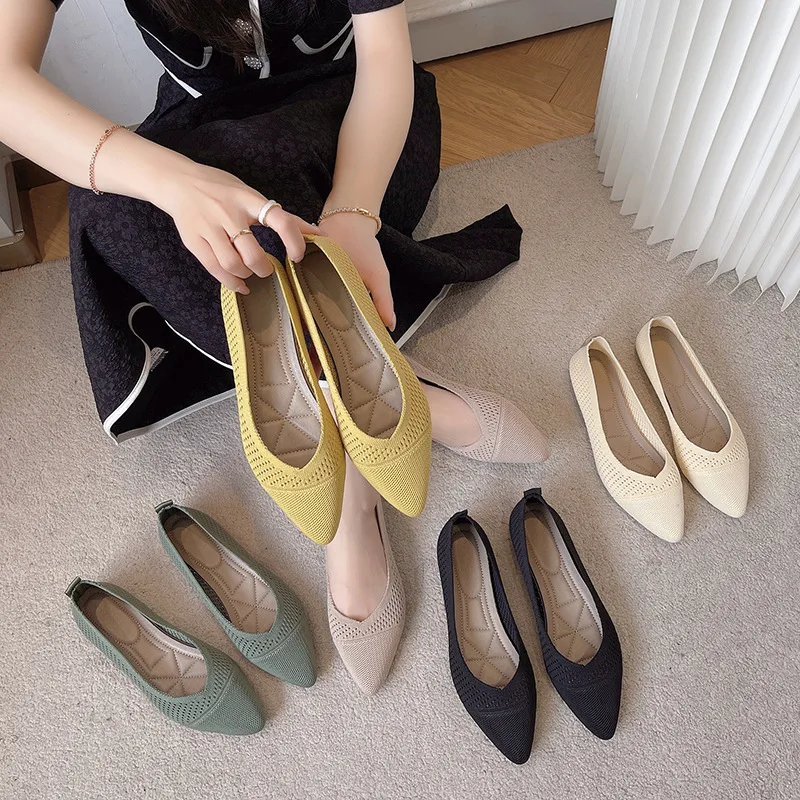 Maogu Knitting Flat Shoes for Women Fashion Female Casual Ballet Flats Footware Breathable Comfort Loafers 2023 New Solid Colour
Maogu Knitting Flat Shoes for Women Fashion Female Casual Ballet Flats Footware Breathable Comfort Loafers 2023 New Solid Colour