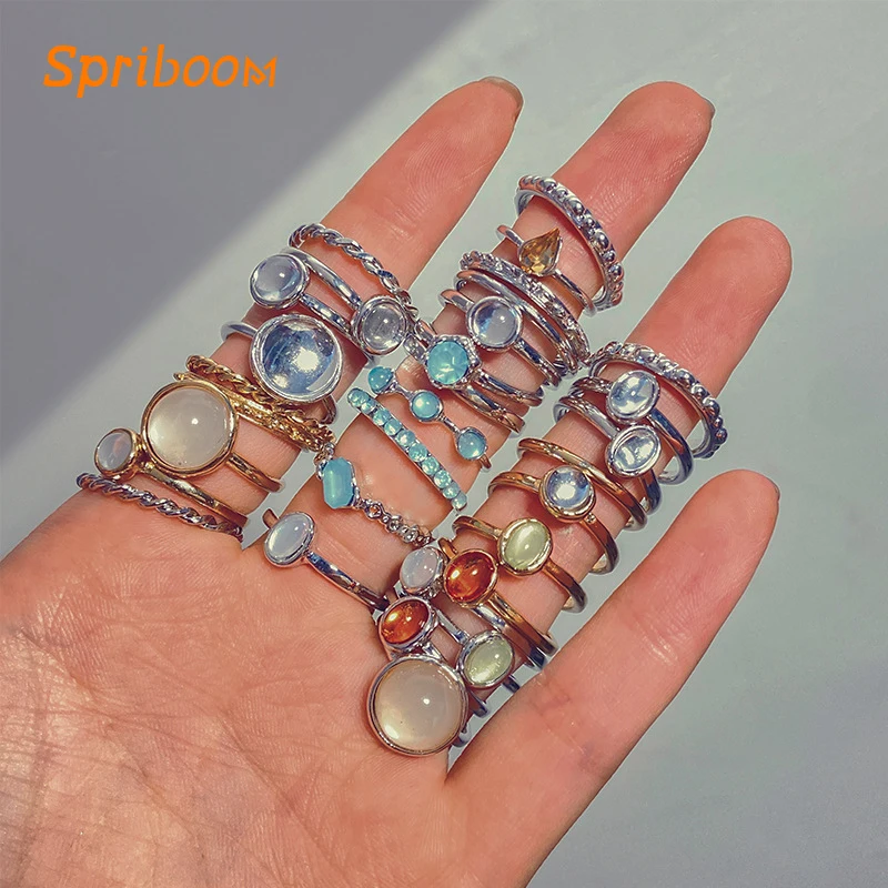 Colorful Crystal Stones Rings Set for Women Multipieces Bohemian Geometric Large Gem Metal Ring Jewelry Party Bijoux Accessories
Colorful Crystal Stones Rings Set for Women Multipieces Bohemian Geometric Large Gem Metal Ring Jewelry Party Bijoux Accessories