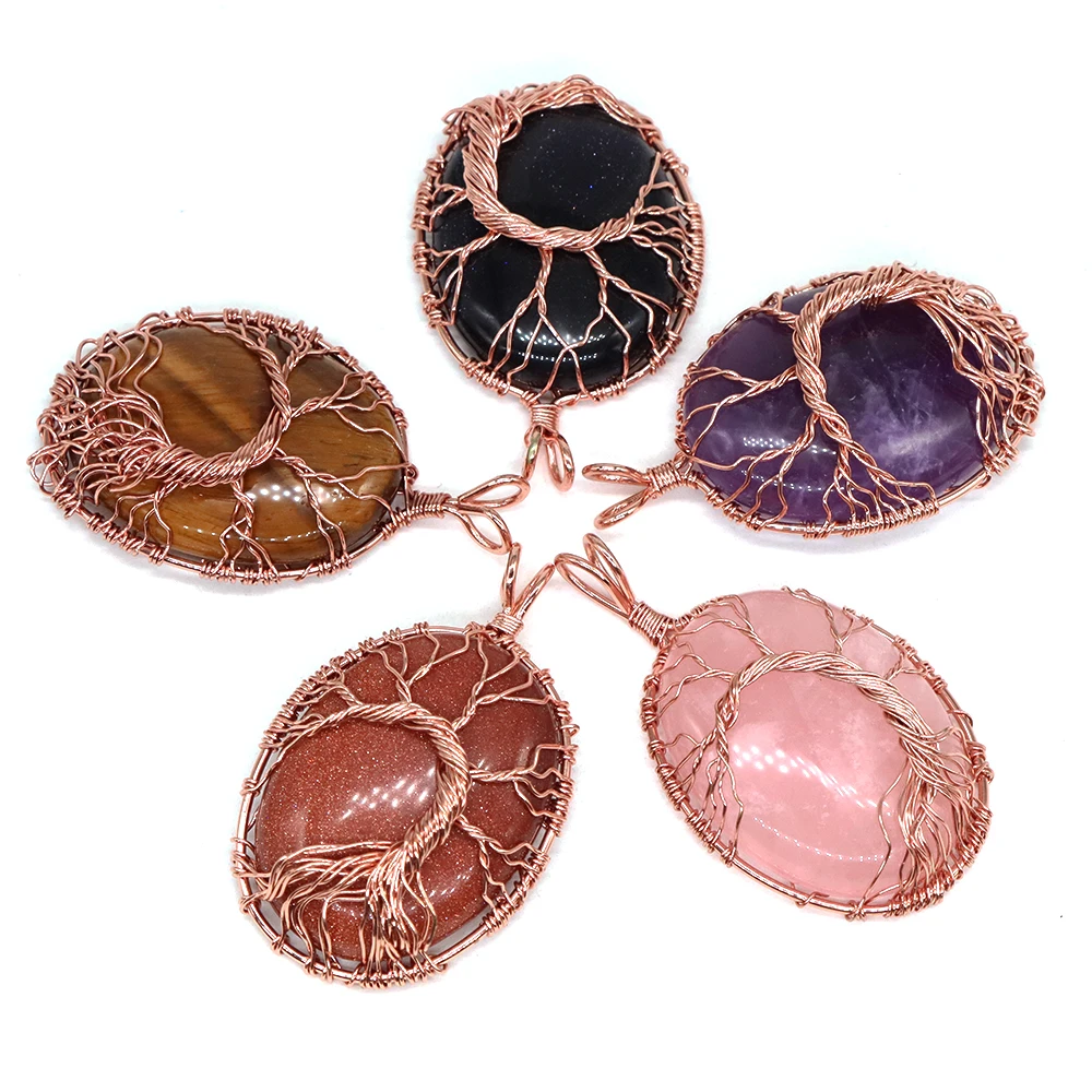 Natural Stone Oval Cabochons Bead Wire Wrap Tree of Life Pendant Handmade Crafts Reiki Healing Crystal DIY Jewelry Necklace Gift
Natural Stone Oval Cabochons Bead Wire Wrap Tree of Life Pendant Handmade Crafts Reiki Healing Crystal DIY Jewelry Necklace Gift