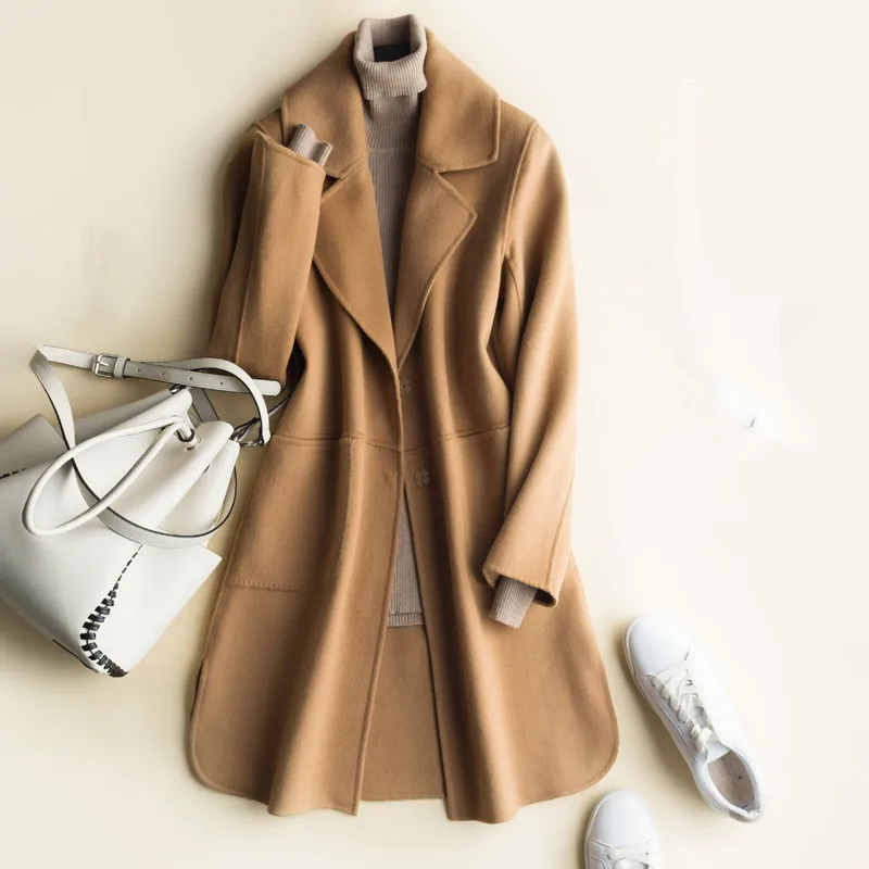 2020 Autumn Winter Double-Sided Cashmere Coat Women Jacket Long Slim Wool Coat Solid Cardigan Female Outwear High Quality P835
2020 Autumn Winter Double-Sided Cashmere Coat Women Jacket Long Slim Wool Coat Solid Cardigan Female Outwear High Quality P835