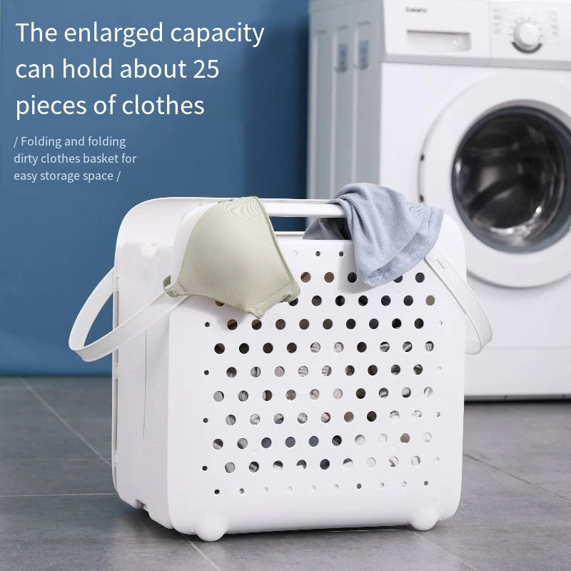

Folding Bathroom Plastic Laundry Clothes Basket Dirty torage Household Wall Hanging Large Portable Punch-Free Put Clothes Bucket