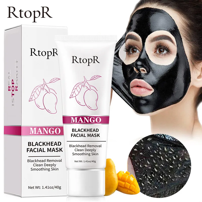 

RtopR Mango Blackhead Remover Nose Mask Acne Treatment Oil Control Shrink Pores Deep Cleansing Black Face Mask T Zone Skin Care