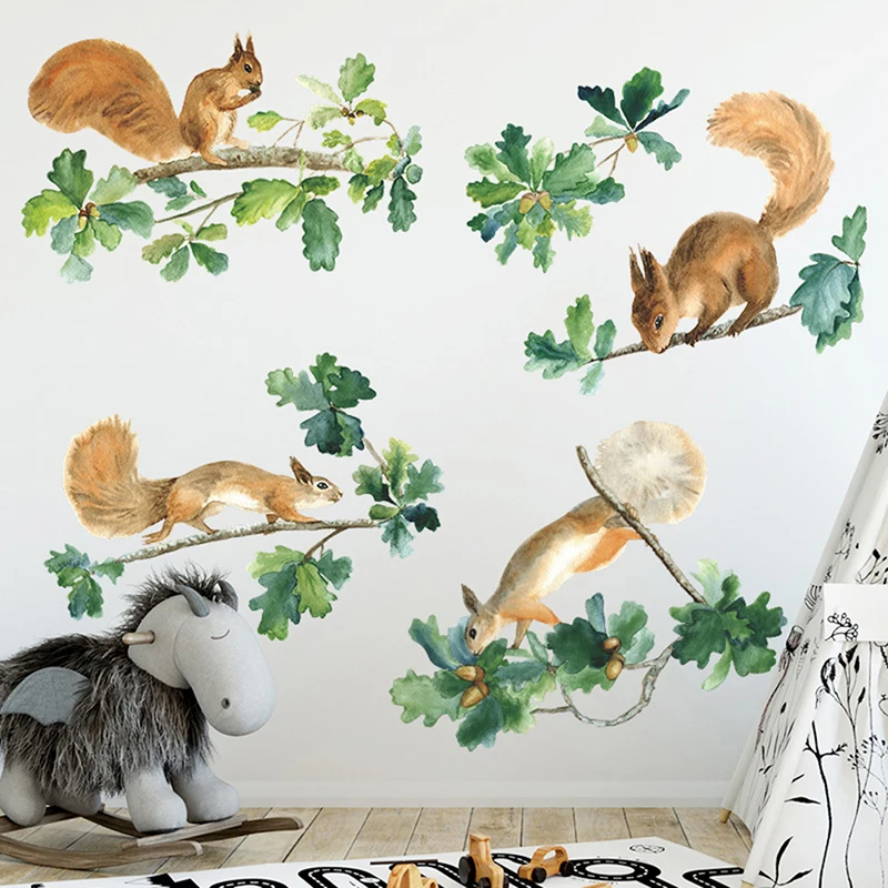 Cartoon Squirrel Wall Sticker Creative Green Branch Squirrel Collect Chestnuts Art Murals Children Nursery Classroom Decoration
Cartoon Squirrel Wall Sticker Creative Green Branch Squirrel Collect Chestnuts Art Murals Children Nursery Classroom Decoration
