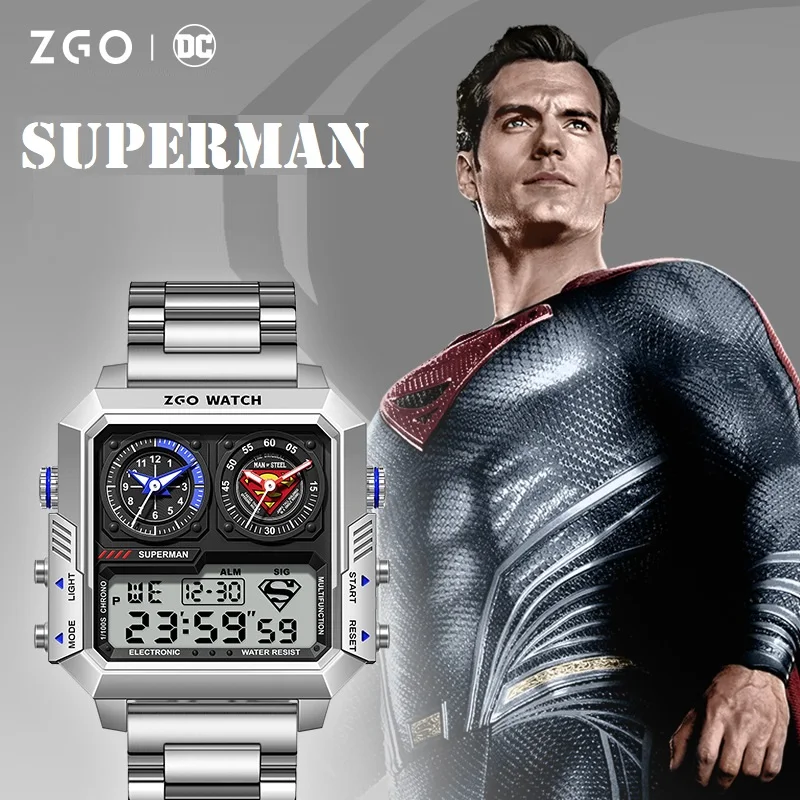 Marvel Superman Original Tri-Display Quartz Digital Multi Function Wristwatch SS316 Square Dial Army Military Relogio Masculino
Marvel Superman Original Tri-Display Quartz Digital Multi Function Wristwatch SS316 Square Dial Army Military Relogio Masculino