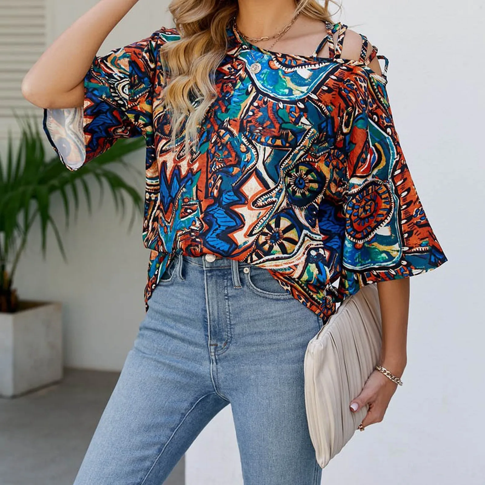 Plus Size Off Shoulder Vintage T Shirts Women Loose Skew Collar Short Sleeve Harajuku Prient Women Blouse Streetwear Pullover
Plus Size Off Shoulder Vintage T Shirts Women Loose Skew Collar Short Sleeve Harajuku Prient Women Blouse Streetwear Pullover