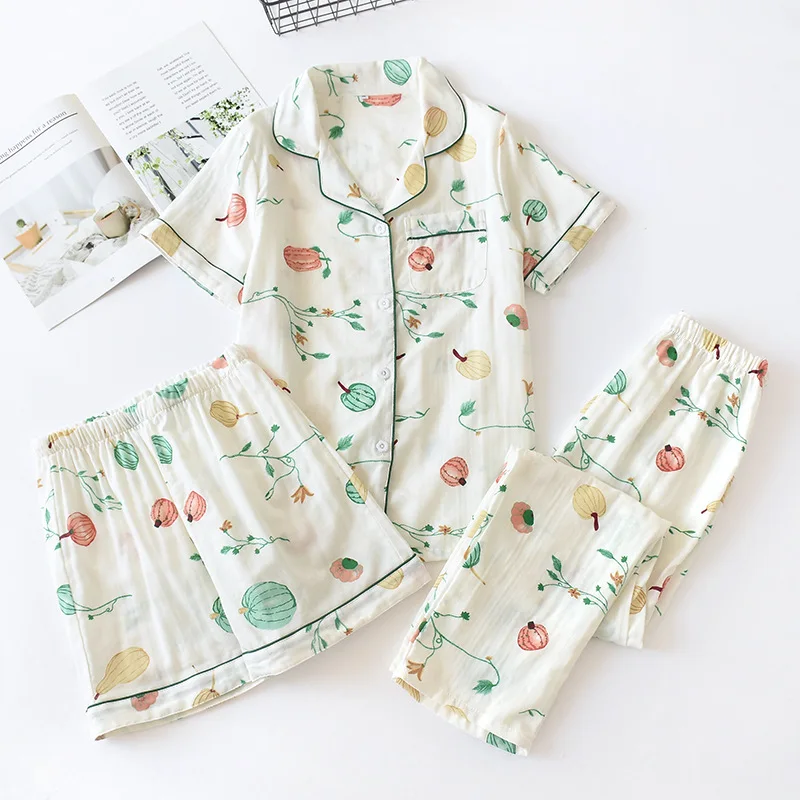 Хлопковая женская ночная рубашка, пижамный комплект с коротким рукавом + шорты + брюки, домашний костюм, комплект из 3 предметов, весенне-летн...
Хлопковая женская ночная рубашка, пижамный комплект с коротким рукавом + шорты + брюки, домашний костюм, комплект из 3 предметов, весенне-летн...