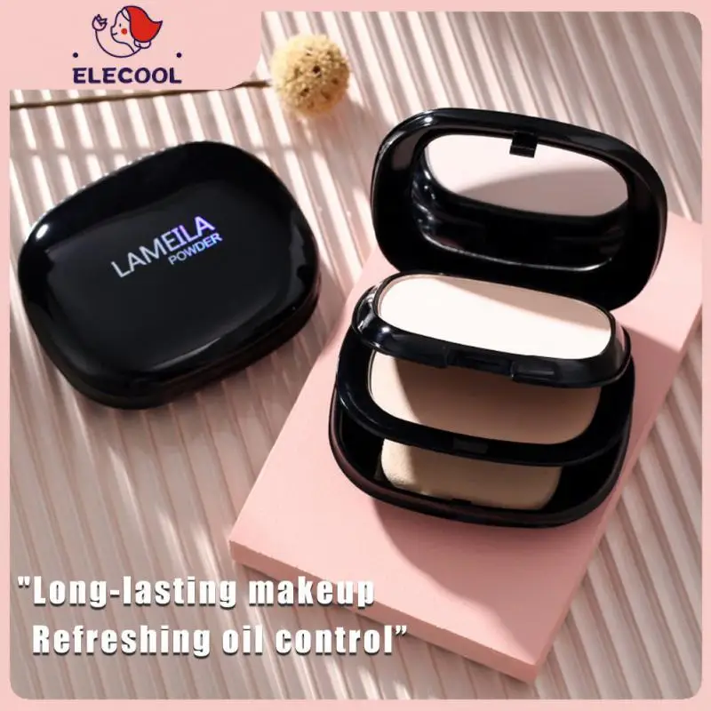 

3-in-1Mineral Face Pressed Powder Concealer Oil Control Natural Foundation Powder Smooth Finish Concealer Setting Powder