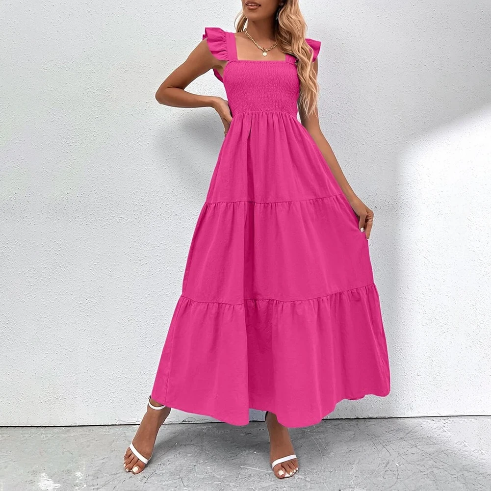 2023 Summer Women Long Dress Sleeveless Ruched Swing Sundress Square Neck High Waist Boho Beach Party Maxi Dresses Vestidos
2023 Summer Women Long Dress Sleeveless Ruched Swing Sundress Square Neck High Waist Boho Beach Party Maxi Dresses Vestidos