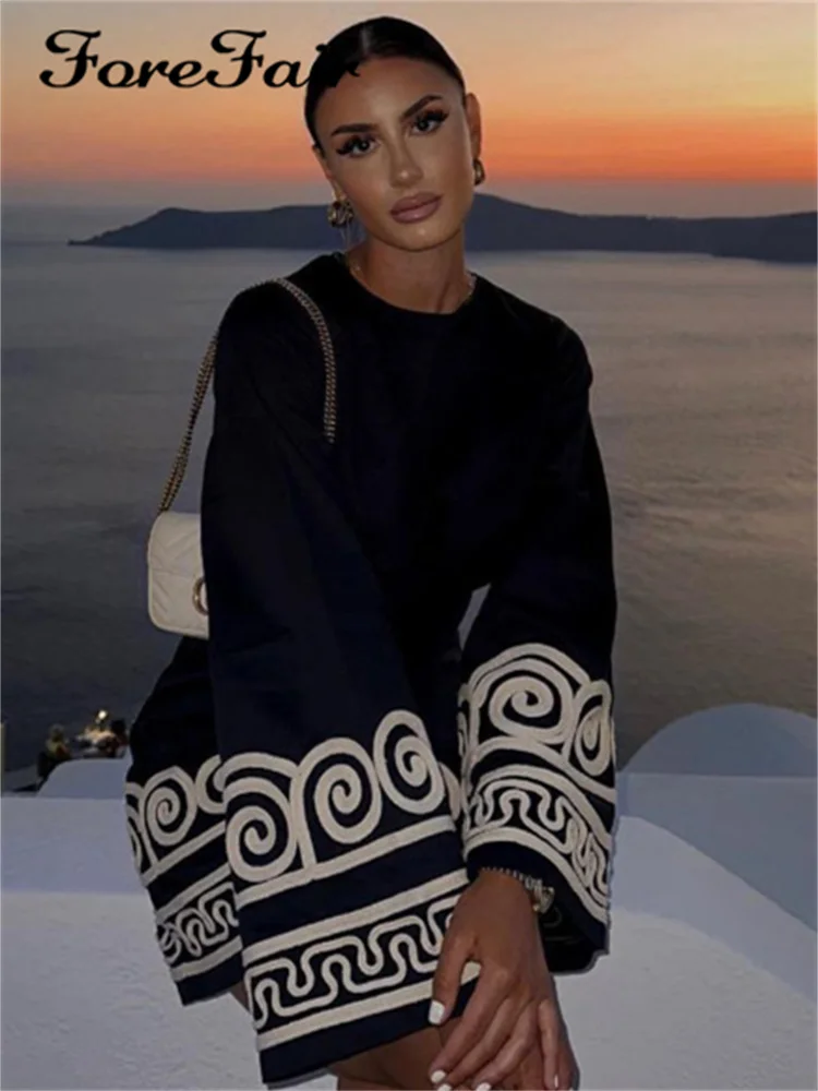 Женское платье с вышивкой Forefair, Осеннее модное лоскутное платье с длинным рукавом и круглым вырезом, повседневные свободные уличные платья на шнуровке, 2023
Женское платье с вышивкой Forefair, Осеннее модное лоскутное платье с длинным рукавом и круглым вырезом, повседневные свободные уличные платья на шнуровке, 2023