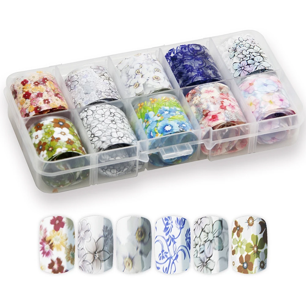 10 Rolls/ Box Charm Flowers Nail Art Transfer Foils Sticker Starry Paper Decals Manicure Gel Polish Nails Tips Decorations MJ59
10 Rolls/ Box Charm Flowers Nail Art Transfer Foils Sticker Starry Paper Decals Manicure Gel Polish Nails Tips Decorations MJ59
