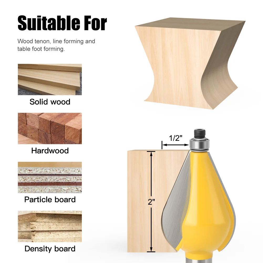 1PC 1/2" Shank 12mm shank Large Furniture Foot Mold Router Bit Line knife Woodworking cutter Tenon Cutter for Woodworking Tools
1PC 1/2" Shank 12mm shank Large Furniture Foot Mold Router Bit Line knife Woodworking cutter Tenon Cutter for Woodworking Tools