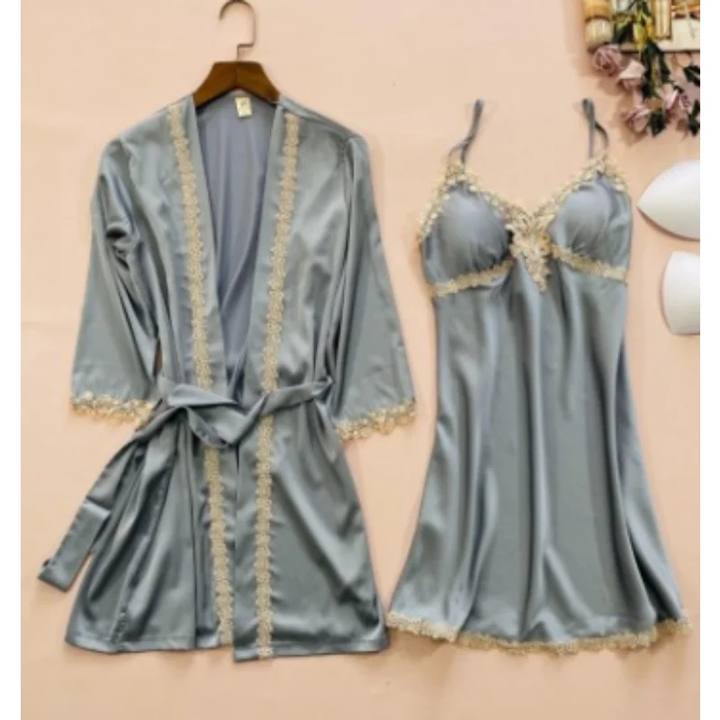 Hot new retail products four pieces sets women summer homewear bridal robe silk bathrobe High quality
Hot new retail products four pieces sets women summer homewear bridal robe silk bathrobe High quality
