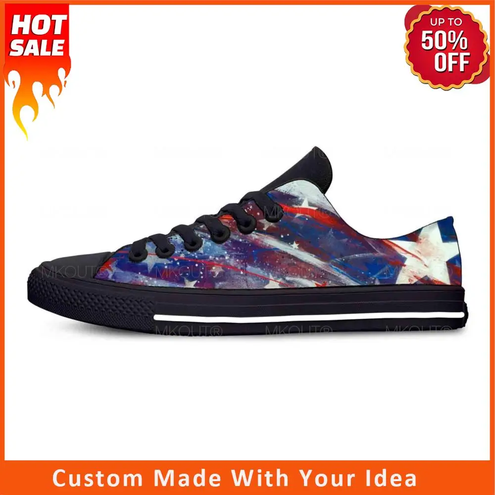 

American America USA US Flag Patriotic Pride Funny Casual Cloth Shoes Low Top Comfortable Breathable 3D Print Men Women Sneakers