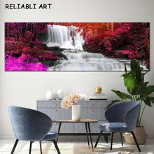 Natural Flower Tree Waterfall Landscape Poster and Print Canvas Painting Wall Art Pictures for Living Room Home Decor No Frame