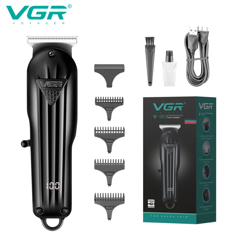 VGR Hair Clipper Professional Hair Trimmer T-Blade Haircuts Machine Portable LED Display Barber Electric Trimmer for Men V-982
VGR Hair Clipper Professional Hair Trimmer T-Blade Haircuts Machine Portable LED Display Barber Electric Trimmer for Men V-982