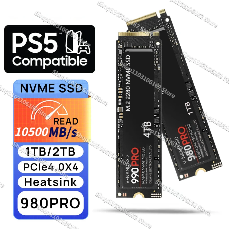 

4TB 2TB SSD Sata 990 Pro with Heatsink Ssd Nvme M2 PCIe 4.0 M.2 2280 7000MB/S Drives for PS5 PlayStation5 Laptop Gaming Computer