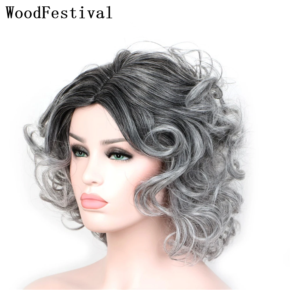 WoodFestival Synthetic Short Curly Wig Cosplay Party Colored Hair Wigs For White Women Halloween Ombre Black Grey Female
WoodFestival Synthetic Short Curly Wig Cosplay Party Colored Hair Wigs For White Women Halloween Ombre Black Grey Female