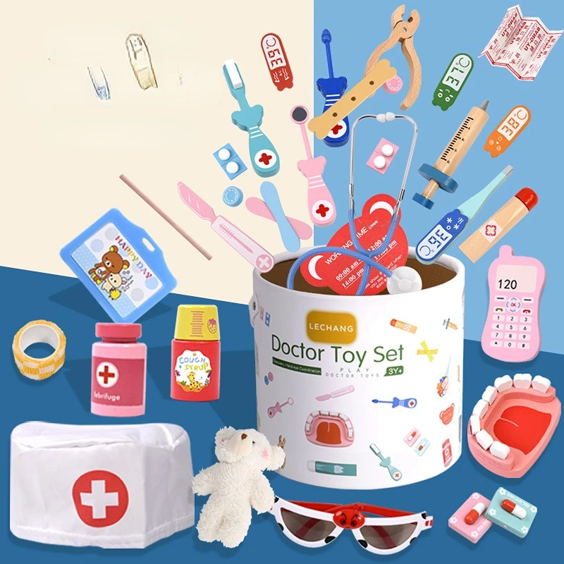 Wooden simulation doctor bucket toy boy girl nurse injection inspection interactive puzzle toy set
Wooden simulation doctor bucket toy boy girl nurse injection inspection interactive puzzle toy set