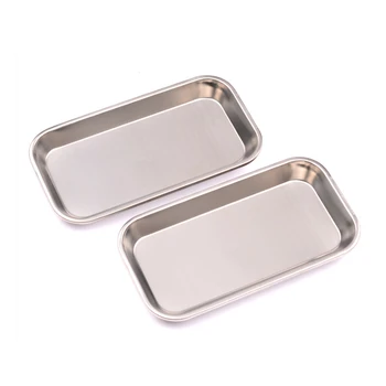 1/2pcs Kitchen Tray Stainless Steel Square Storage Tray Dental Medical Tool Nail Tattoo Dental Medical Device Supplies Tray Dish