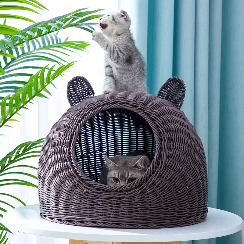 Cats House Handmade Imitation Rattan Woven Basket Breathable Mat Semi-Closed Round Nest Strong Durable Sleeping Bed Pet Supplies
Cats House Handmade Imitation Rattan Woven Basket Breathable Mat Semi-Closed Round Nest Strong Durable Sleeping Bed Pet Supplies