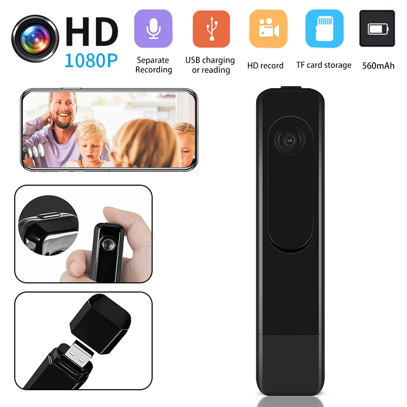 

Mini Surveillance Camera 1080P Full HD Wireless Micro Cam Back Clip Video Audio Loop Recording Camcorders Support 64G TF Card