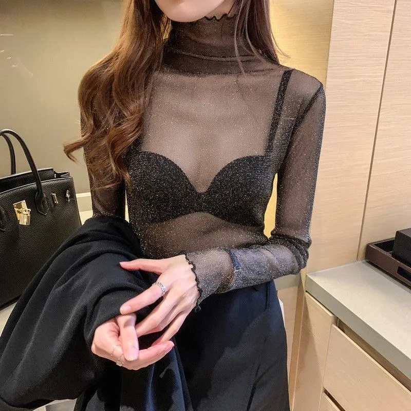 Spring Woman’s Mesh Blouses Shirts Tees Transparent Full Sleeve Turtleneck Thin Blouse Autumn Female Sun Shirt Tops Undershirts
Spring Woman’s Mesh Blouses Shirts Tees Transparent Full Sleeve Turtleneck Thin Blouse Autumn Female Sun Shirt Tops Undershirts
