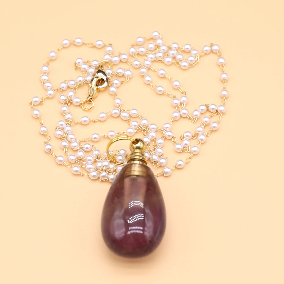 Natural Fluorite Perfume Bottle Pendant Necklace Stones Essential Oil Diffuser Pearls Chain Necklaces for Women Jewelry 16x33mm
Natural Fluorite Perfume Bottle Pendant Necklace Stones Essential Oil Diffuser Pearls Chain Necklaces for Women Jewelry 16x33mm